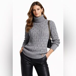 Frankie Morello Milano Cable Knit Turtleneck Sweater